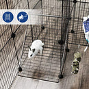 Guinea Pigs Cage, Metal Mesh Pet Playpen with Door, Customisable Fence for Small Animal, Rabbit, for Indoor Use, with Rubber Mallet, 143 x 73 x 71 cm Black LPI06H