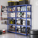 Shelving Unit, 5-Tier Heavy-Duty Storage Rack with Adjustable Shelves, Max. Load 875 kg (175 kg per Tier), for Garage, Shed, Basement, 180 x 90 x 40 cm, Blue GLR40Q