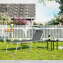 Sun Lounger, Sunbed, Large Reclining Sun Chair, 65 x 200 x 48 cm, Load Capacity 150 kg, with Reclining Backrest, Sunshade, Foldable, for Garden, Balcony, Terrace, Grey GCB26GY