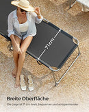 Lounger, Sunbed, Large Reclining Sun Chair, 71 x 200 x 38 cm, Load Capacity 150 kg, with Headrest, Reclining Backrest, Sunshade, Foldable, for Garden, Smoky Grey GCB22GYV2