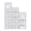Schuhregal, transparente Aufbewahrung, faltbare, stapelbare Kunststoff-Spielzeugkisten mit Deckel, staubdichte Schuh-Organizer