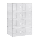 Schuhregal, transparente Aufbewahrung, faltbare, stapelbare Kunststoff-Spielzeugkisten mit Deckel, staubdichte Schuh-Organizer