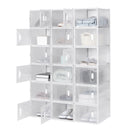 Schuhregal, transparente Aufbewahrung, faltbare, stapelbare Kunststoff-Spielzeugkisten mit Deckel, staubdichte Schuh-Organizer