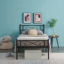 Metallbett Schlafzimmermöbel Eisenbettrahmen Plattformbetten Für Studentenwohnheim Einzelbett 200x90cm Einfach zu montieren Schwarz