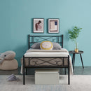 Metallbett Schlafzimmermöbel Eisenbettrahmen Plattformbetten Für Studentenwohnheim Einzelbett 200x90cm Einfach zu montieren Schwarz