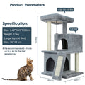 Pet Cat Tree House Condo Perch Entertainment Scratching for Cats Kitten Multi-Level Tower for Large Cat Cozy Furniture Protector