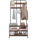 Kleiderständer mit Schuhregal 7 Haken Standregal 84x180x36cm Aufbewahrung Jacke Organizer für Kleidung Schals Schuhe