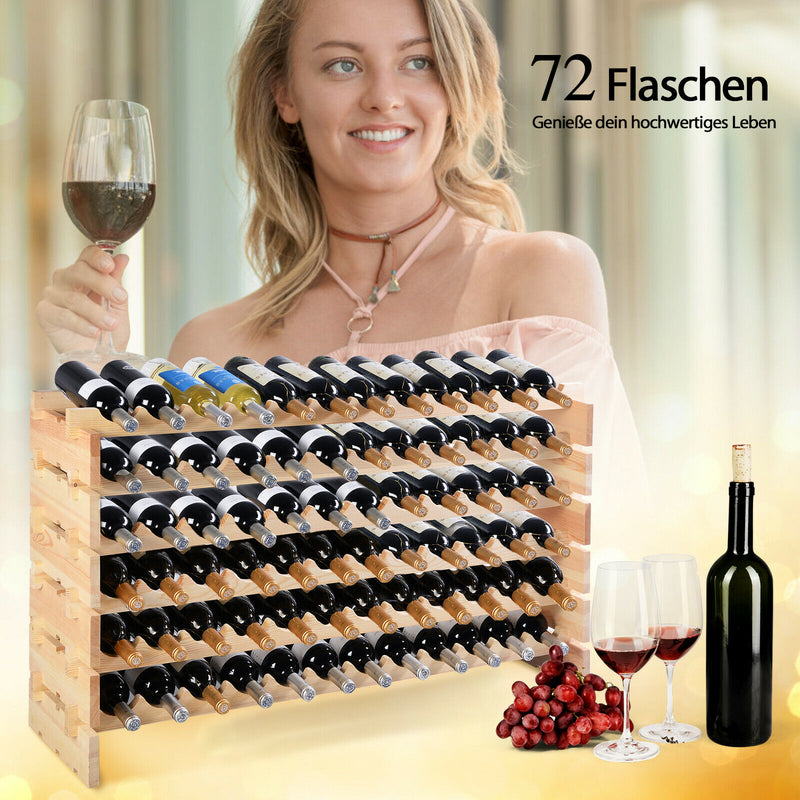 Weinregal Aus Holz Flaschenregal Weinständer 72 Flaschen Weinschrank Erweiterbar